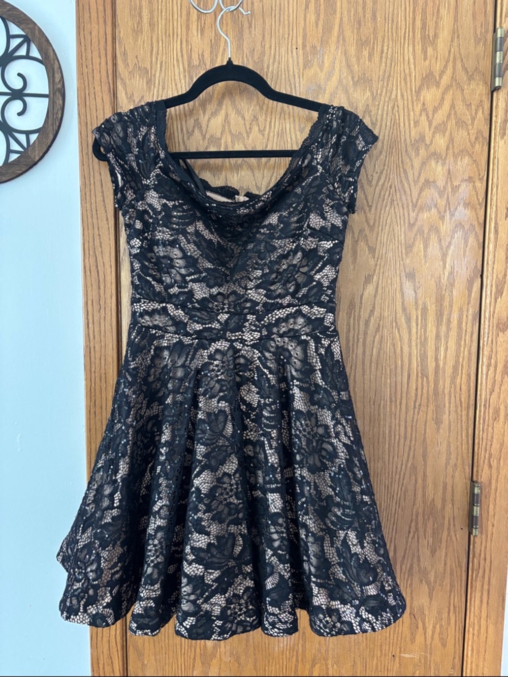 B. Darlin Black Lace Dress with Nude Lining